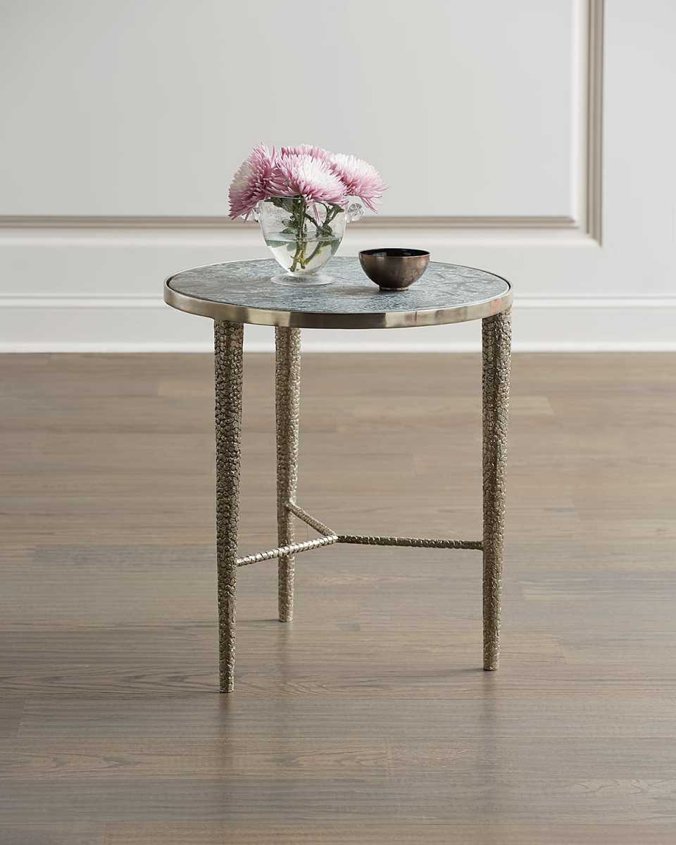 Hammered Nickel Marble-Top End Tab